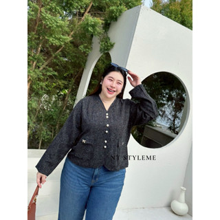 เสื้อคลุมผ้าทวิต ดีเทลแต่งกระดุมกระเป๋าใช้งานได้จริง รุ่นB31