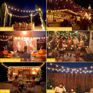 🎄จัดส่งฟรี🎄ไฟปิงปอง โซล่าเซลล์ ไฟตกแต่ง G40 20/50/100 LED ไฟปีใหม่ ไฟแต่งสวน ไฟกลางแจ้ง กันน้ำ ประหยัดไฟมาก ไฟคริสต์มาส