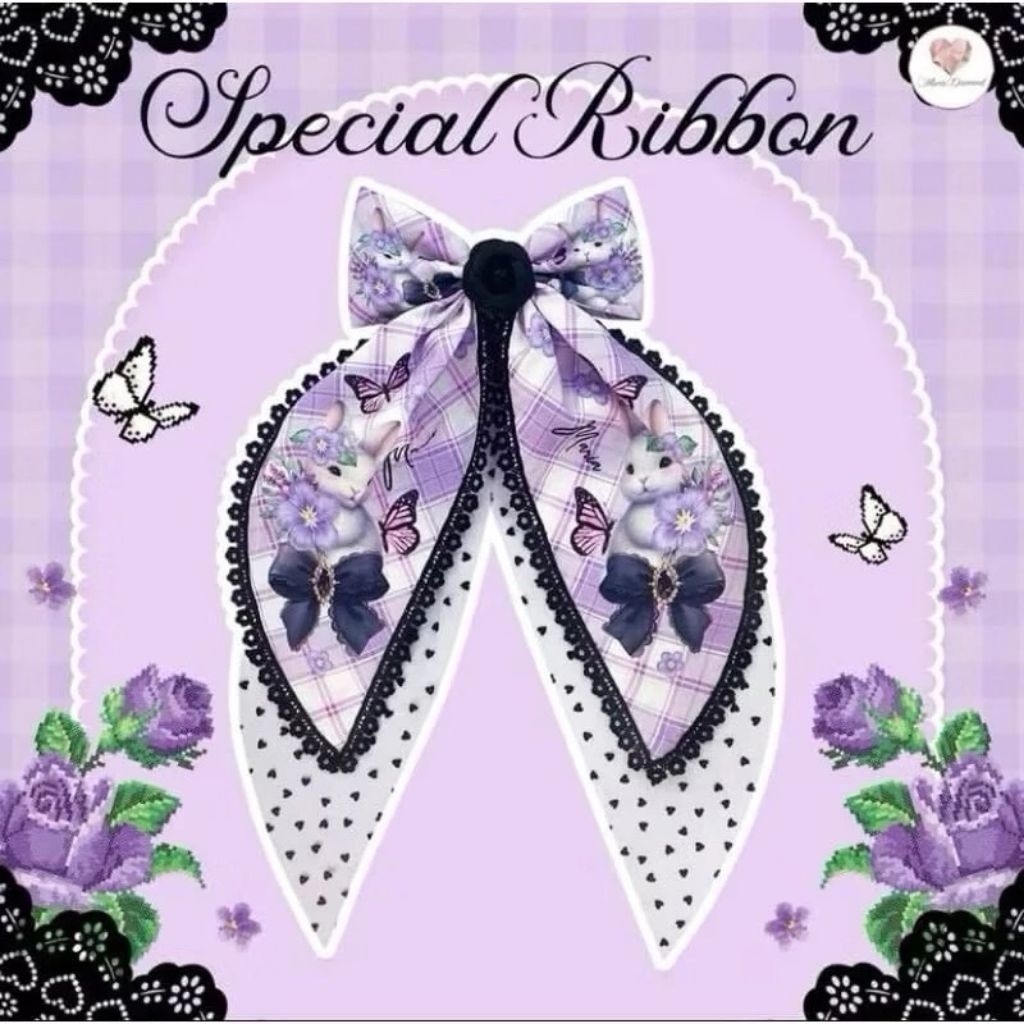 โบว์ติดผมกระต่ายม่วงดำ ใหญ่อลังการ จาก Brand Maria Diamond