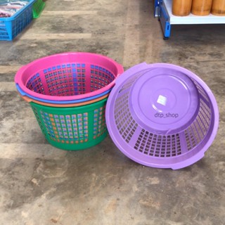 ตะกร้ากลม มีหูจับ No.122 ตะกร้าพลาสติก ตะกร้าใส่ของ ตะกร้าอเ…