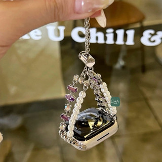 สายนาฬิกา ไข่มุก เพชร รูดปรับได้ for smart watch11 10 9 8 7 6 5  ultra 4 3 2 SE ขนาด 38/40/41/42(s10) 44/45/49/46มม
