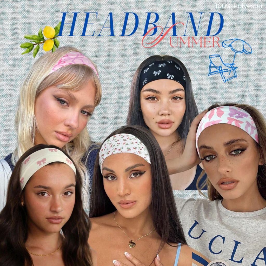☀️ พร้อมส่ง 🍒 ผ้าคาดผมยืดสไตล์ ยุโรป ซัมเมอร์🌷Polyester - Elastic Stretchy Headband - In stock 🍹 ลายซัมเมอร์ สดใส 🍒