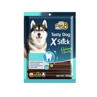 ขนมแท่งขัดฟันสุนัขPet8 Tasty dog X Stickเทสตี้ ด็อก 450 กรัม.รวมรส