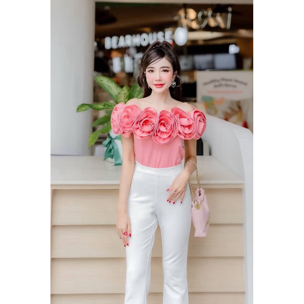 Babyroseเสื้อเปิดไหล่แต่งดอก