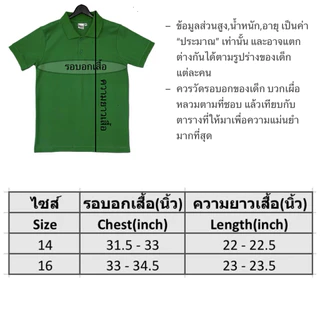 เสื้อโปโล แขนสั้น เด็กชาย-เด็กหญิง ผ้าจูติ 14 สี อายุ 8-14 ปี Polo Shirt for Kids - Boys and Girls