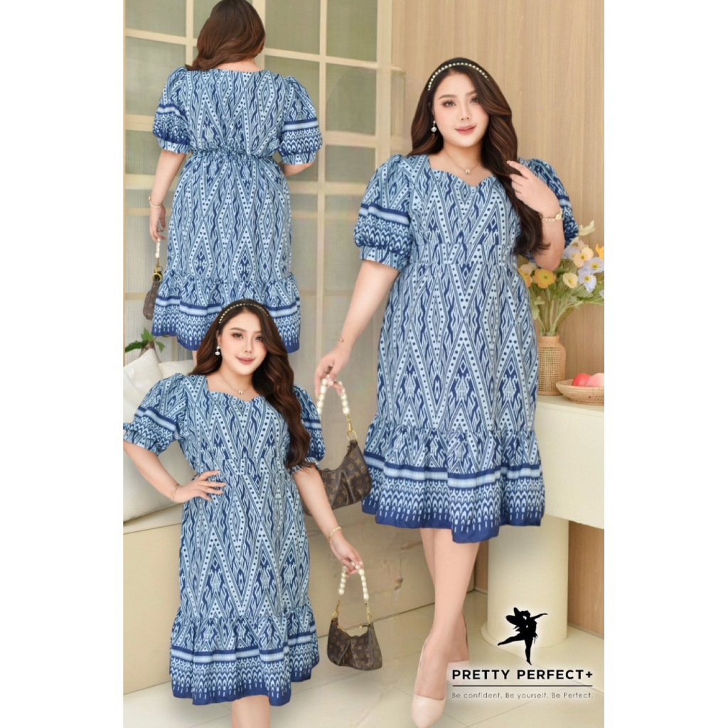 Thai Style Dress ver.2 เดรสผ้าพิมพ์ลายไทย อก 42-60”