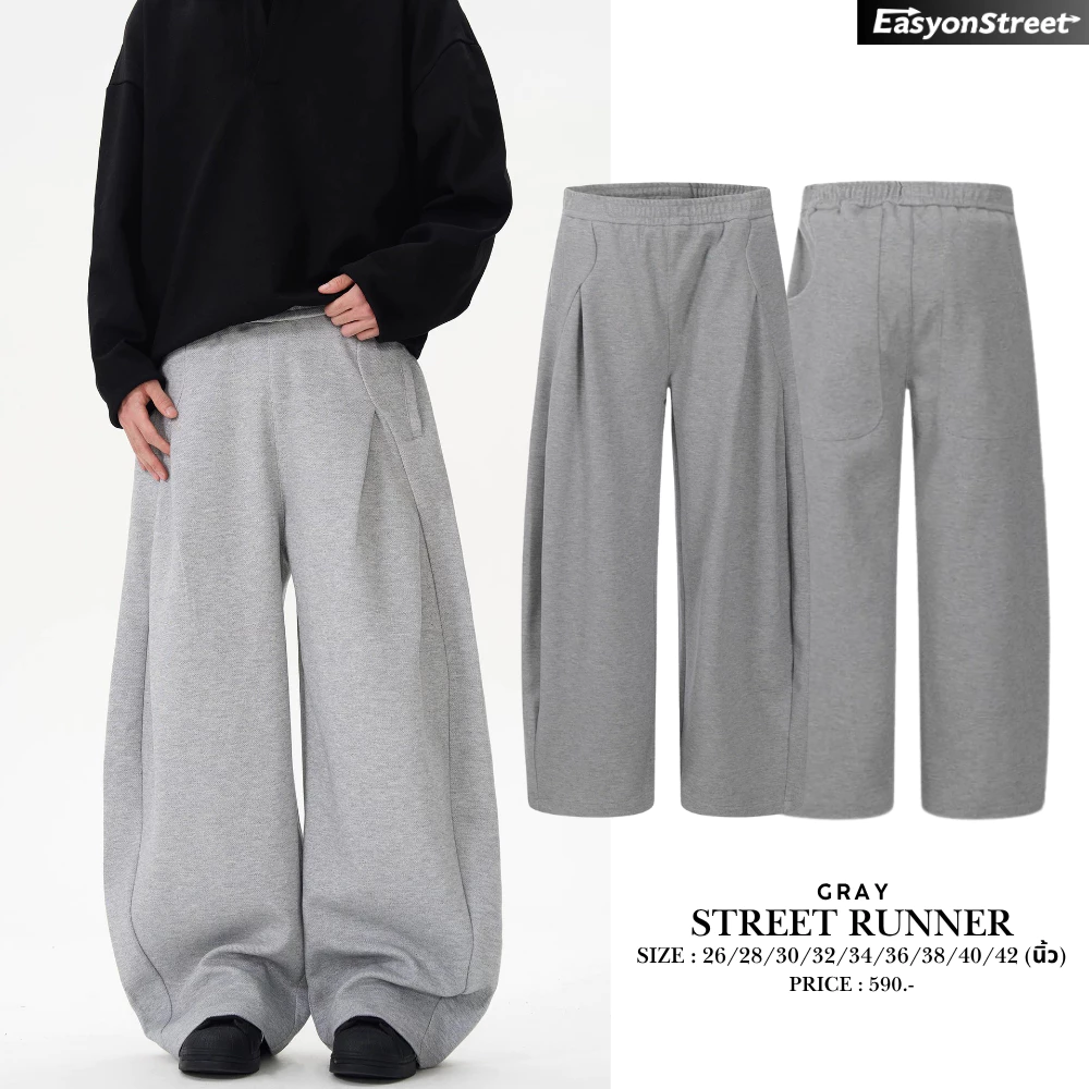 Street runnner กางเกงวอร์มทรงบอลลูน ทรงผ้าทิ้งตัวนุ่มๆ สไตล์เกาหลี ใส่ทำงาน ใส่ออกกำลังกาย ใส่เที่ยวครบจบในตัวเดียว
