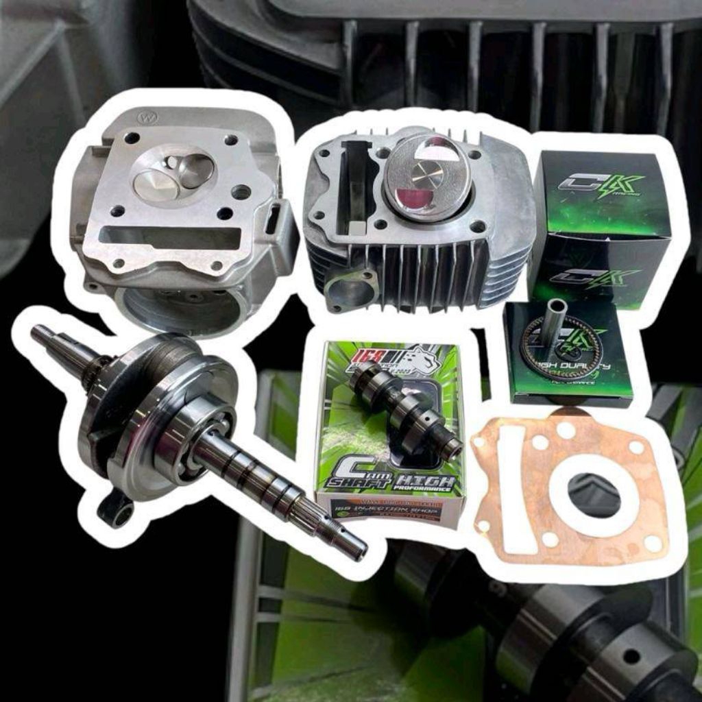 เวฟ125 ชุดเสื้อสูบ+ลูกสูบคาเซ่CK+ข้อเหวี่ยงชัก3+ประเก็นทองแดง+แคมแต่งช่างกอ168 ขนาด56/57/58/59