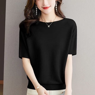 เสื้อไหมพรม สวมใส่สบาย หนานุ่มมาก งานผ้าเกรดพรีเมี่ยม แขนค้างคาว คอกลมสไตล์ใหม่ฟรีไซส์จัดส่งที่รวดเร็ว