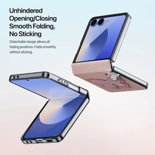 แท้💯 Samsung Z Flip7/Z Flip 8 Dux เคส PU Leather Ring-Style Foldable Phone Case เคสซองหนังกันกระแทก