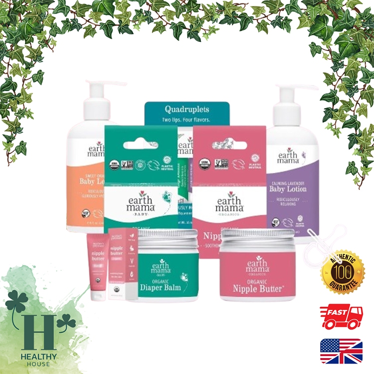 พร้อมส่ง Earth Mama Organic Nipple Butter & Diaper Lip Balm Lotion บาล์มทาหัวนมแตก ลดผดผื่นผ้าอ้อม