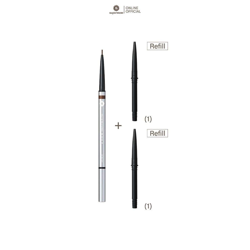 SUPERMOM รุ่นใหม่มีรีฟิล  2IN1 SLIM EYEBROW PENCIL ดินสอเขียนคิ้ว  1.0 mm ปริมาณ 0.03 กรัม - รูปที่ 2