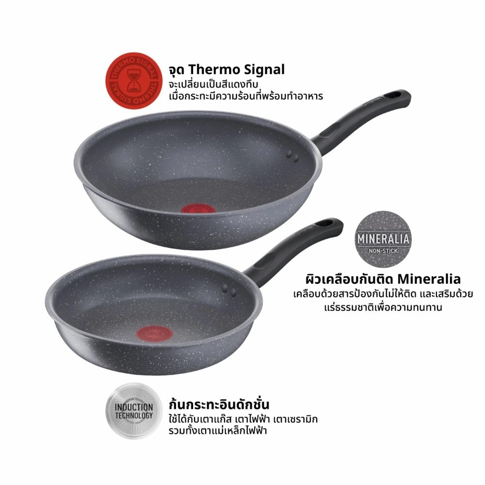 Tefal CW Cook Healthy รุ่น G134S295 ชุดกระทะก้นลึก 28 ซม. และกระทะก้นแบน 24 ซม.