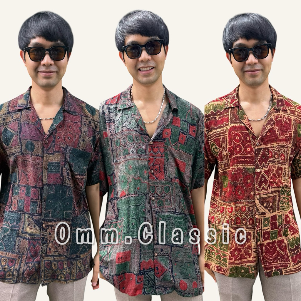 เสื้อฮาวายวินเทจ(พรีเมี่ยมเรยอน)ลายกำแพง