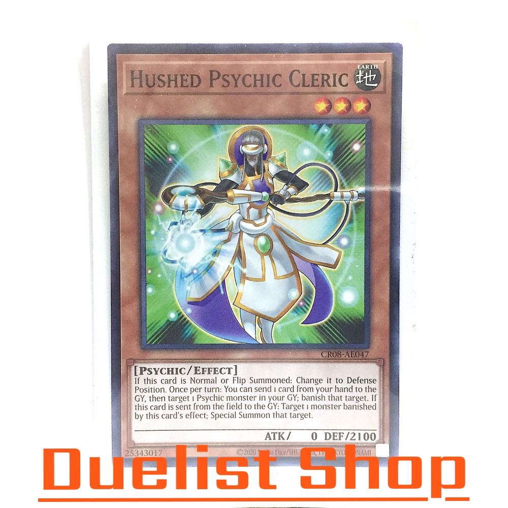 Hushed Psychic Cleric (N) Monster Earth Level3 [Psychic/Effect] ชุด CR08-AE047 การ์ดยูกิโอ (Yu-Gi-Oh
