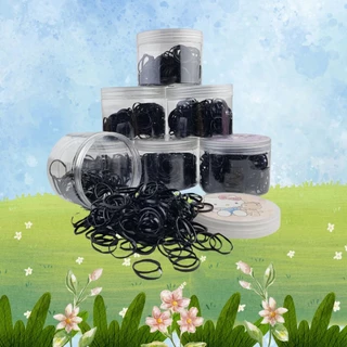 ยางมัดผมแบบกระปุก ยางรัดผม หนังยางมัดผม หนังยางรัดผม ยางดำ **พร้อมส่งจากไทย**