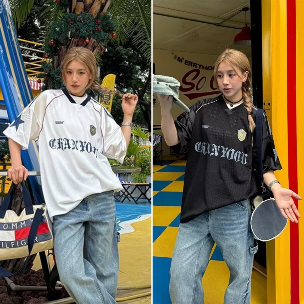 Beryl✨เสื้อโอเวอร์ไซส์  เสื้อยืดแฟชั่นผู้หญิง 🎆oversize ทรงหลวม สวมใส่สบาย สไตล์สตรีทสไตล์อเมริกัน