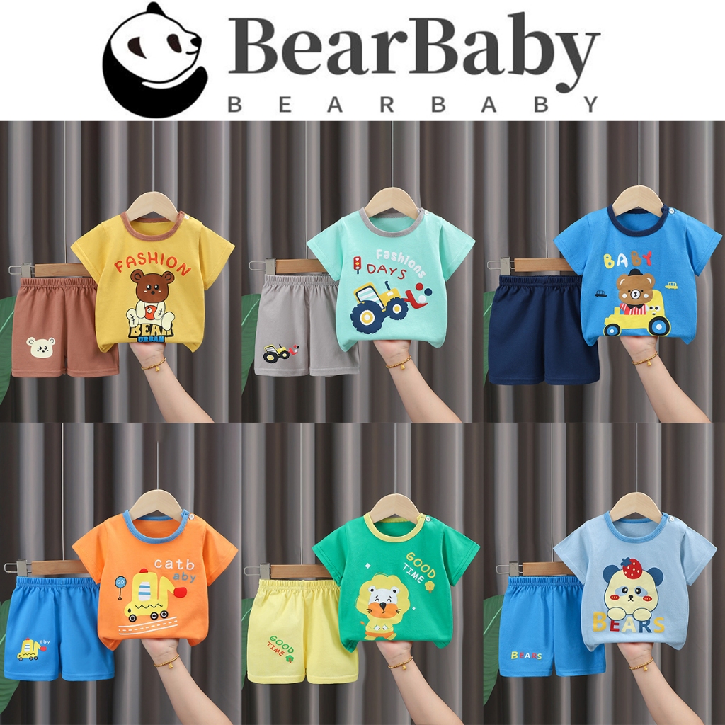 ชุดเสื้อแขนสั้นเด็กผู้ชาย เสื้อแขนสั้น+กางเกงขาสั้น สวมใส่ง่าย พิมพ์ลายการ์ตูน พร้อมส่ง