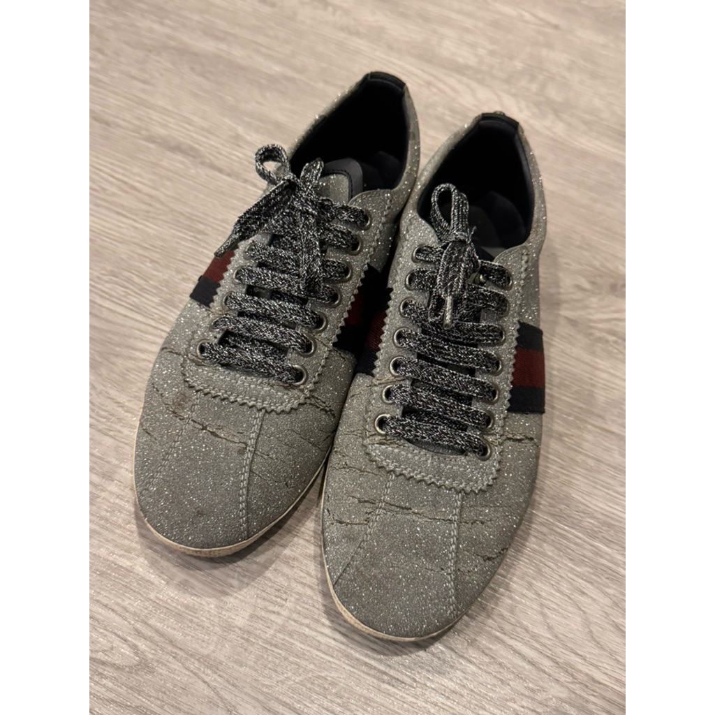 รองเท้า GUCCI มือสอง BAMBI GLITTER STUD SNEAKERS