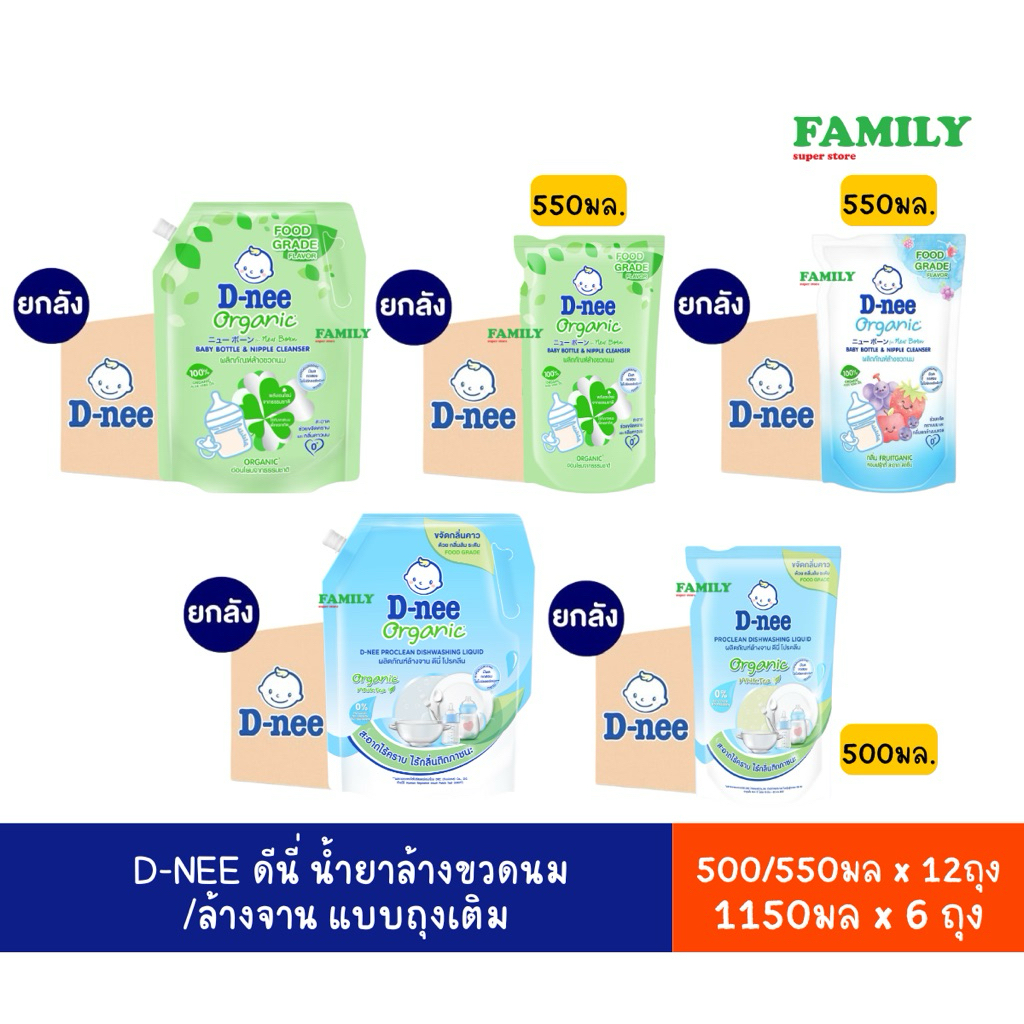 [ยกลัง] ดีนี่ น้ำยาล้างขวดนม / น้ำยาล้างจาน (ถุงเติม) ขนาด 500/550/1150 มล. x 6/12 ถุง