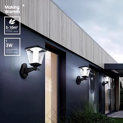 ไฟโซล่าเซลล์ติดผนัง โคมไฟโซล่าเซลล์ LED เปิด-ปิด อัตโนมัติ เปลี่ยนแสงได้ 2แสง อลูมิเนียมแข็งแรง ไร้สนิม สว่างทั้งคืน - รูปที่ 2