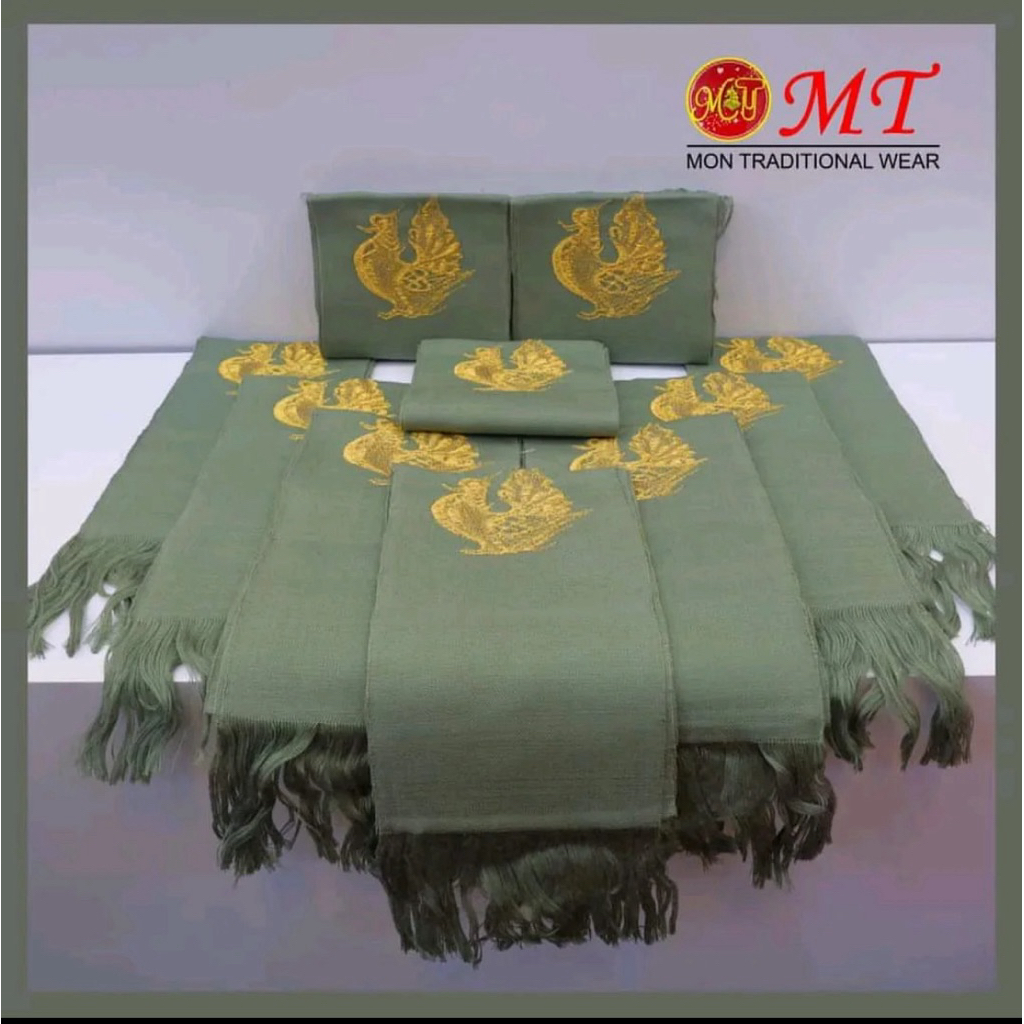 สไบมอญ ปักรูปหงส์สีทอง ขนาดมาตรฐาน