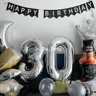 (ร้านไทย, ส่งทุกวัน) ลูกโป่งสีทอง White Gold ลูกโป่งสีเงิน สวยหรูดูแพง 32, 40 นิ้ว