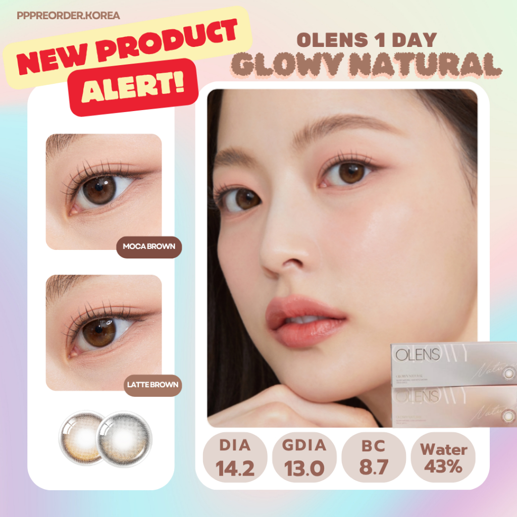 พร้อมส่ง 🦋  Olens Glowy natural 1day รายวัน 1 กล่อง 5 คู่ จากเกาหลี 🇰🇷