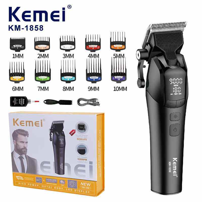 Kemei KM-1858 แบตเตอเลี่ยนตัดผม แบบไร้สาย ปรับระดับได้  พร้อมส่ง ปัตตาเลี่ยนตัดผมไฟฟ้า ส่งจากไทย