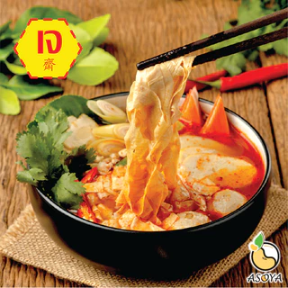 ฟองเต้าหู้เส้น บะหมี่ฟองเต้าหู้ ไร้แป้ง เจ อาหารสุขภาพ ถั่วเหลือง100%