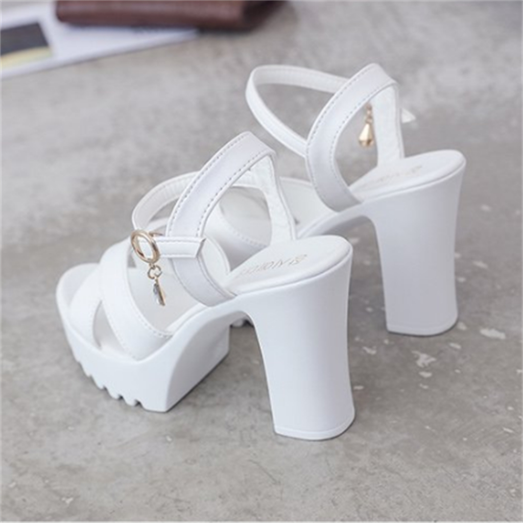 ขนาด 35-40 รองเท้าแตะส้นสูงสำหรับผู้หญิงโต๊ะกันน้ำพื้นหนาเปิดนิ้วเท้ารองเท้าแตะปิด - รูปที่ 7