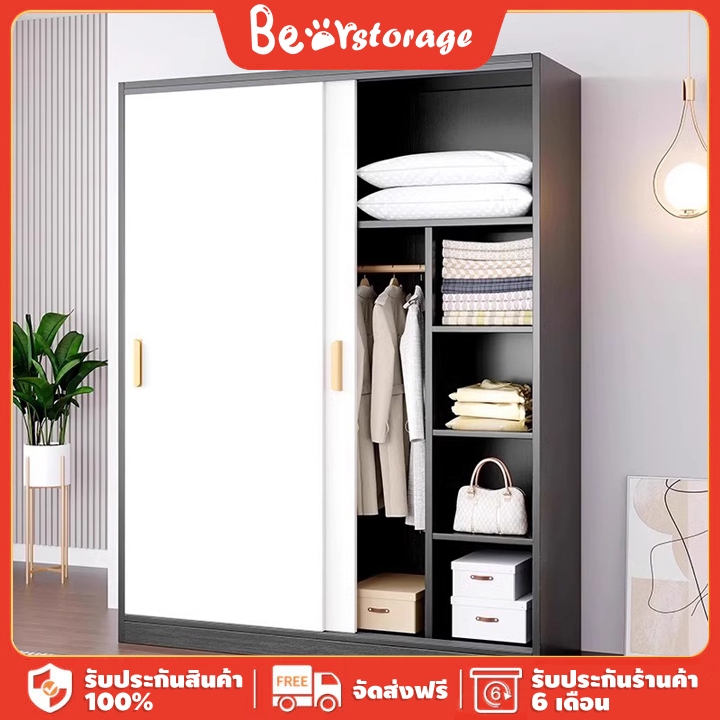 ตู้เสื้อผ้าห้องนอนครัวอพาร์ทเมนต์ขนาดเล็กตู้เช่าบ้าน80cm/100cm/120cm/140cm 4 สีให้เลือก