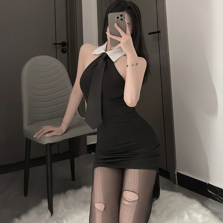 📁Great Night📁เสื้อ + กระโปรง + เน็คไท ชุดยั่วเย็ด ชุดเลขานุการ ใส่สบาย พร้อมส่งจากไทย ชุดนอนไม่นอน - รูปที่ 6