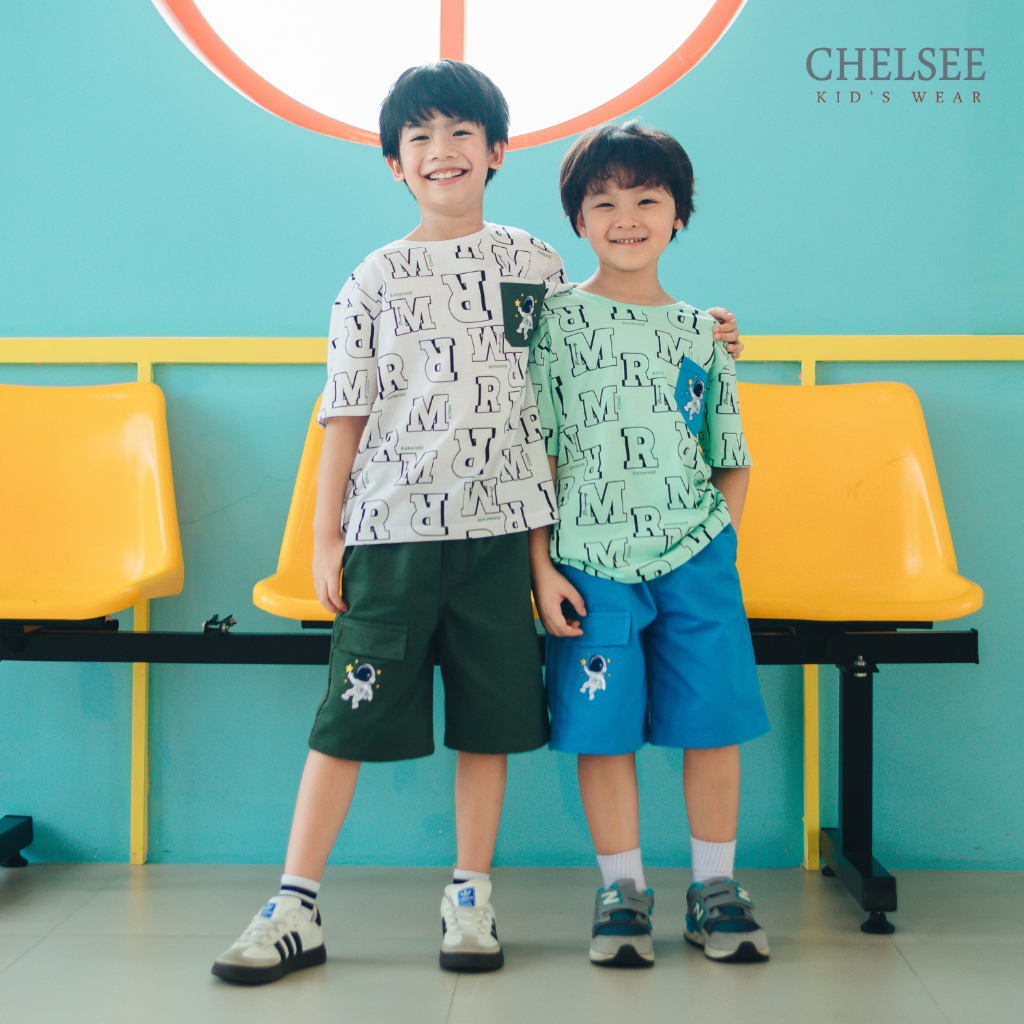 Chelsee เสื้อยืดคอกลม โอเวอร์ไซส์ แขนสั้น ลายอวกาศ ผ้า 100%Cotton เด็กผู้ชาย อายุ 1.5-10 ปี เสื้อผ้าเด็กโต รุ่น 128177