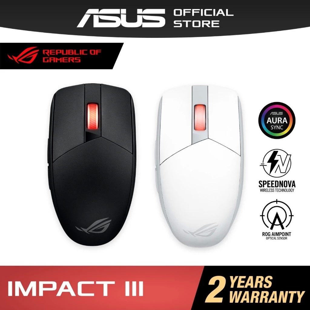 ASUS ROG Strix Impact III Wireless Gaming Mouse SpeedNova AimPoint 36,000 DPI Lightweight 57g