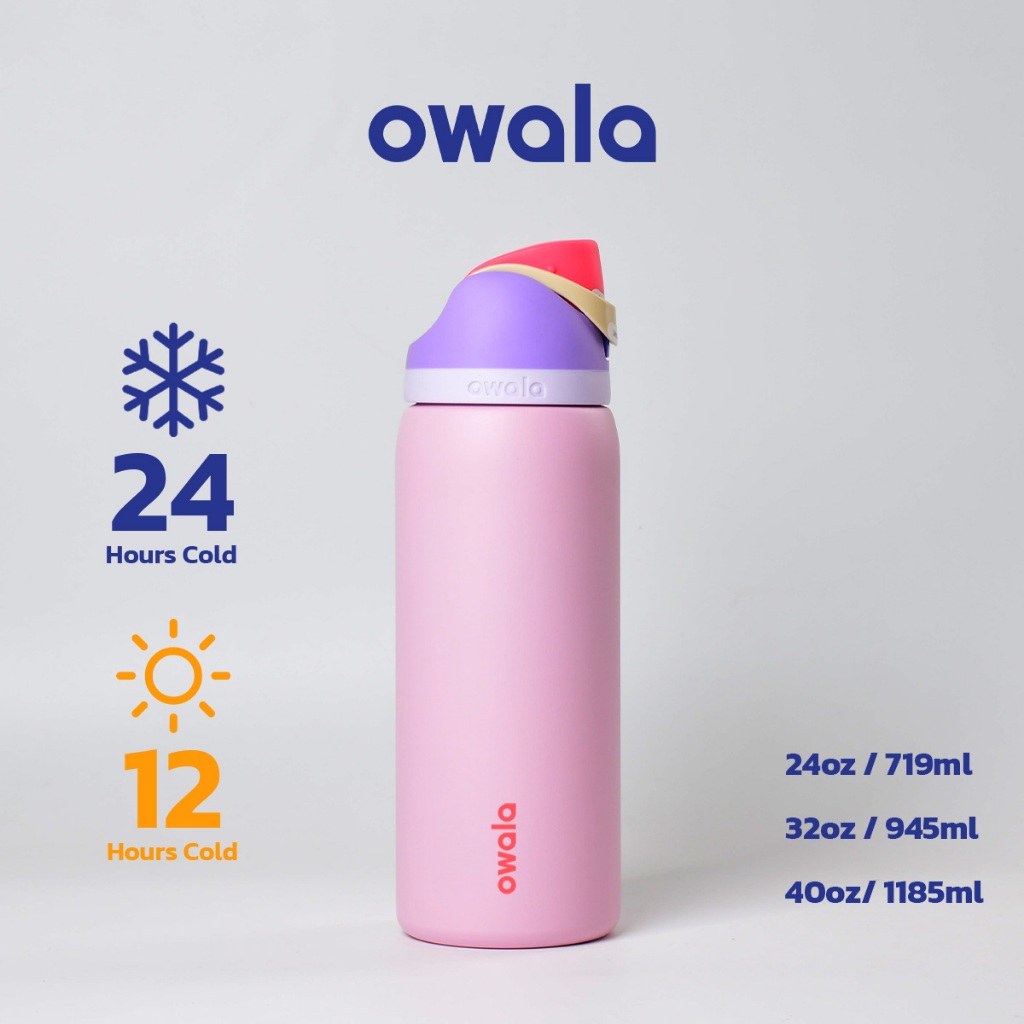 ขวดน้ำเก็บอุณหภูมิ Owala FreeSip สแตนเลส304 24oz 32oz 40oz เก็บเย็นยาวนาน ฝาปิดแน่นหนา
