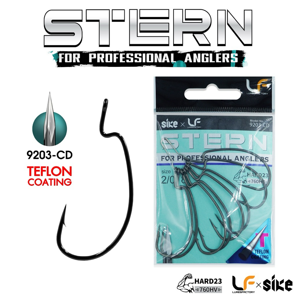 เบ็ดหนอน STERN 9203-CD Teflon Coating HARD23 ความแข็ง3X ขนาด 1  คม เคลือบเทปล่อนกันสนิม ท้าให้ลอง By LF