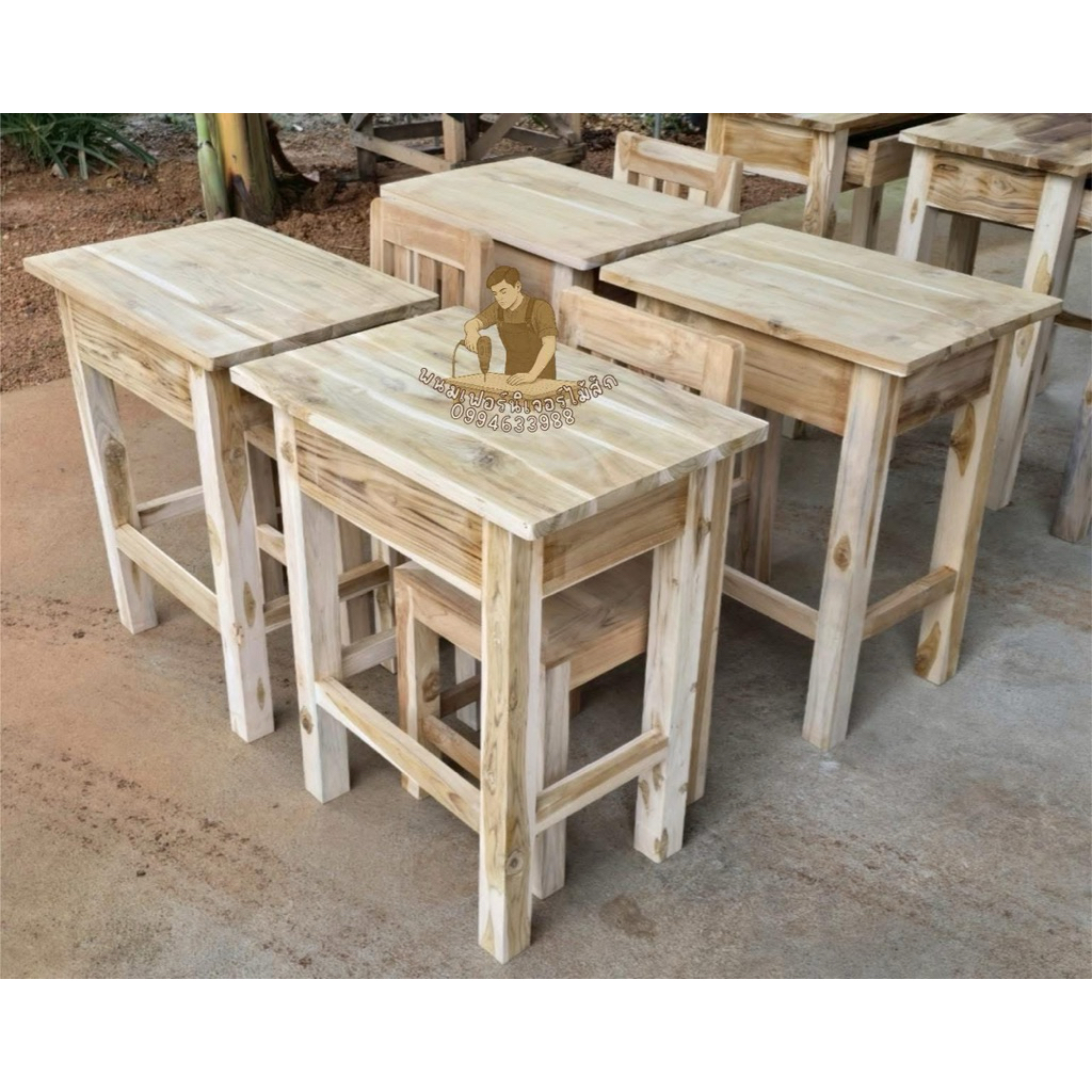 โต๊ะนักเรียนเด็ก โต๊ะไม้สักแท้ แข็งแรง ทนทาน - รูปที่ 7