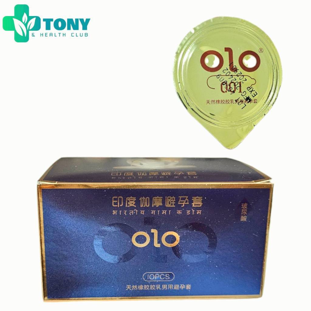 ถุงยางอนามัย โอโล่ กล่องน้ำเงิน 001 สูตรอึดทน ไซส์ 52+2 มม olo Condom 001 hyaluronic Size 52+2 mm