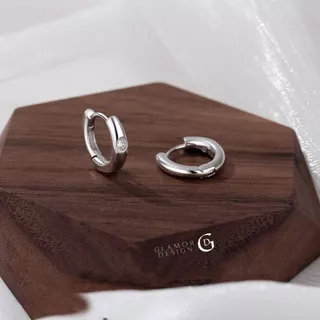 GLAMOR✨ต่างหู Pure Loop ตุ้มหูเพชร Zirconia ทรงเรียบหรู 925แท้ ดีไซน์โมเดิร์น ใส่สบาย