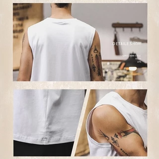 สวมใส่สบาย เสื้อแขนกุด+กางเกงขาสั้น ลายกราฟฟิก แฟชั่นสำหรับผู้ชาย ดีไซน์เก๋ เนื้อนิ่มมาก ใส่สบายสุดๆ ใหม่ พร้อมส่งในไทย