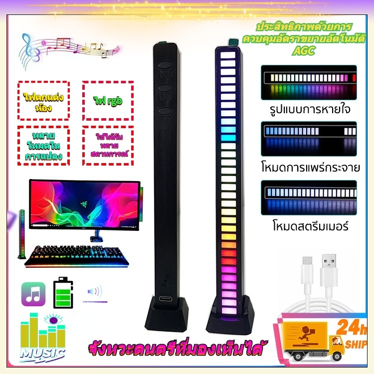 ไฟสั่งงานด้วยเสียง บรรยากาศ หลอดไฟ LED รถ เพลงจังหวะ แสง เสียง ควบคุม สี ตกแต่ง ไฟที่เต้นตามจังหวะ ไฟ RGB