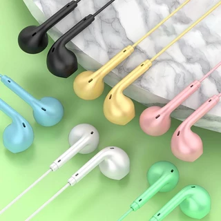U19 หูฟัง Macaron สี 3.5 มม. หูฟังแบบมีสายพร้อมไมโครโฟนสำหรับมือถือ for androids หูฟังสเตอริโอเบสสูง หูฟังแบบมีสาย HiFi