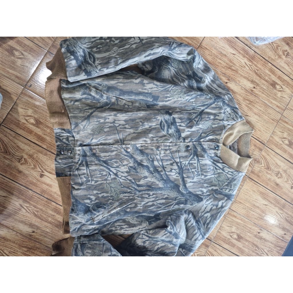 เสื้อแจ็คเก็ต USA  Vintage Mossy Oak Treebark camo Jacket Mens  Made In USA  S M อก 46"48" ไหล่20"แข