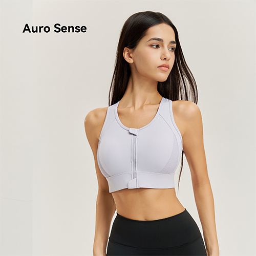 Auro Sense LYCRA® สปอร์ตบรา sport bra ซิปหน้าแบบชิ้นเดียว ตาข่ายด้านนอกความแข็งแรงสูง ระบายอากาศได้ดี