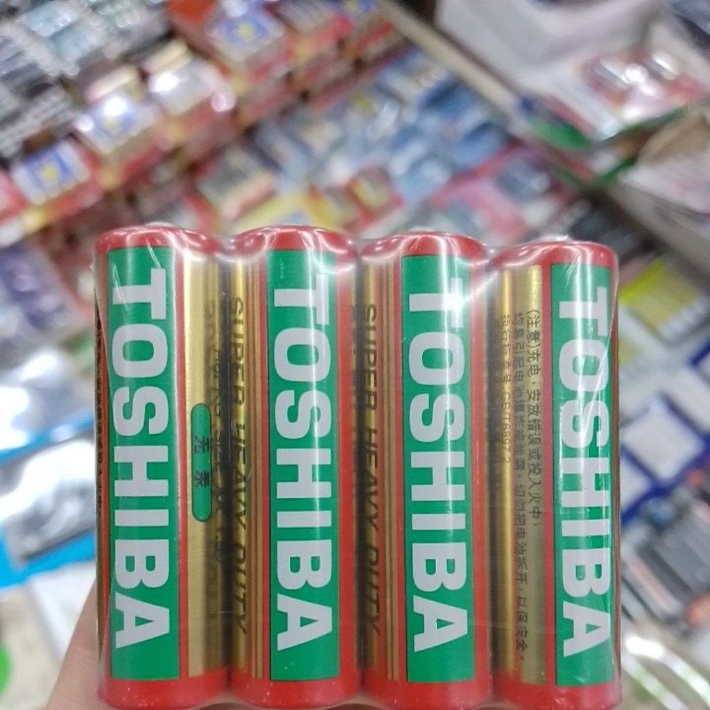 ถ่าน Toshiba Size AA  1.5V จำนวน 4ก้อน Super  Heavy Duty  ของใหม่ ของแท้