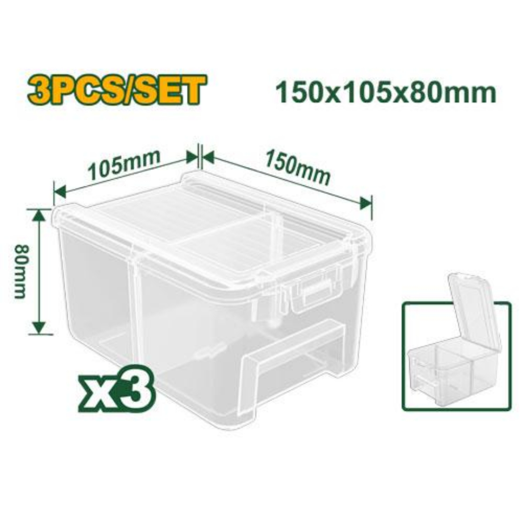 💥แท้ ส่งด่วน💥JADEVER ชุดกล่องใสใส่อะไหล่ 3 ชิ้น รุ่น JDTB8333 (3PCS TRANSPARENT STORAGE BINS SET) กล