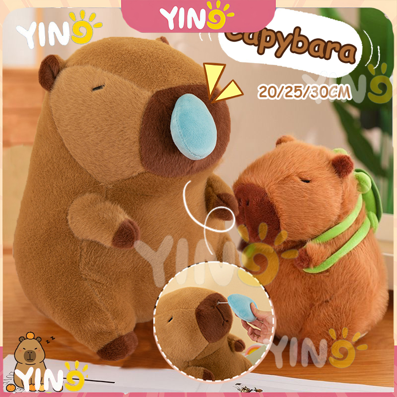 capybara ตุ๊กตาสัตว์ หมอนตุ๊กตาเต่าคาปิบาราน่ารัก พร้อมกระเป๋าเป้สะพายหลัง ของเล่นเด็ก