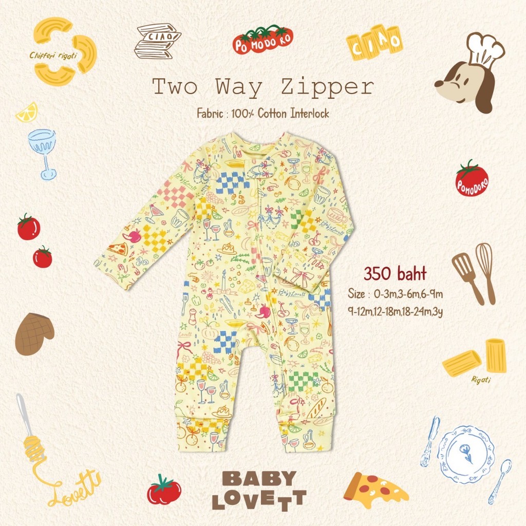 36 Bon Appétit Baby - Two-Way Zipper ชุดนอนเปิดเท้า