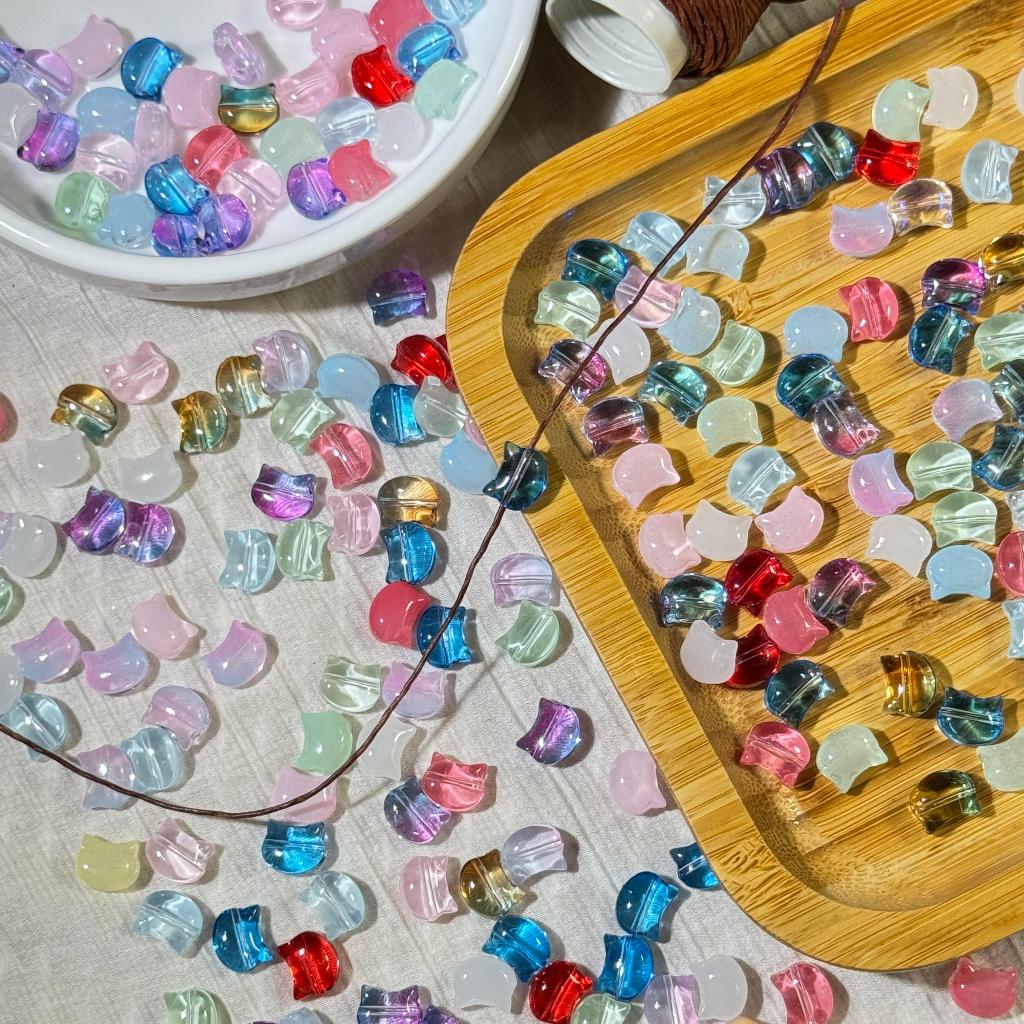 ลูกปัดแก้วแมว น้องแมวแก้ว 10ชิ้น ขนาด 10 มิล DIY